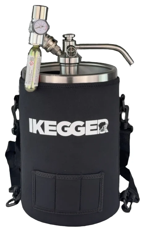 iKegger 2.0 musluk seti, neopren kılıflı 5 L paslanmaz fıçı ile